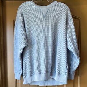 Women’s Small Light Blue Waffle Knit Crewneck Sweater